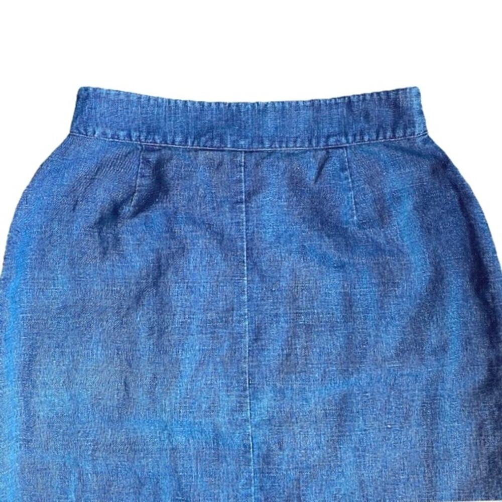 VTG CHEROKEE Denim Linen Button Wrap Maxi Skirt Size 8 90s Country Western Boho - Picture 9 of 11